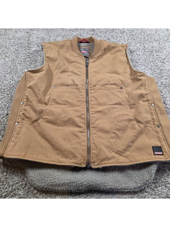 craftsman Jackets & Blazers - Craftsman Canvas Full Zip Mens XL Tan/Brown Fleece Lined Vest Workwear Read*